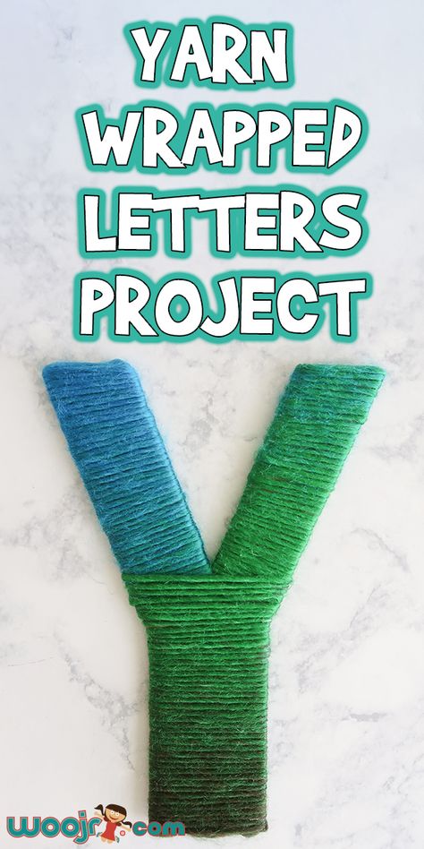 Letter Yarn Crafts, Yarn Wrapped Letters Diy, Kindergarten Yarn Crafts, Diy Alphabet Letters Decor, Yarn Letters Diy, Yarn Activities, How To Draw Letters, Wood Letters Diy, Alphabet Adventure