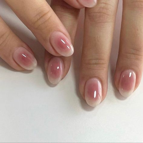 Korean Blush Nails Almond, Pretty Gel Nails Simple, Sandy Liang Nails, Neutral Fun Nails, Korean Nails Short, Nail Simple, Nail Pink, Nails Painted, Nail Art Simple