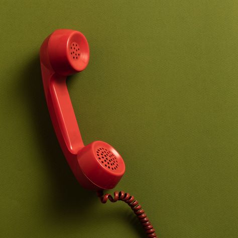 Retro red corded phone on an olive green background  | premium image by rawpixel.com / KUTTHALEEYO Vintage Objects Photography, Phone Vintage Aesthetic, Object References, Painting Studies, Old Telephone, Olive Green Background, Random Object, Photo Retro, Red Telephone