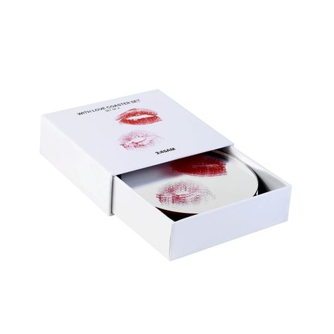 A unique coaster set meant to spark conversation. There is something artistic and sexy about lipstick on a mirror...like a symbolic gesture of love (and/or lust).  - Set of 4 coasters- 4.25 in diameter, 0.12 in thick- Silver mirror acrylic, velvet backing, non-slip silicone pads- Custom drawer box Girl Apartment, Apartment Needs, Unique Coasters, Dream Apartment Decor, Mirror Acrylic, Personalized Coasters, Apartment Decor Inspiration, Drawer Box, Silver Mirror