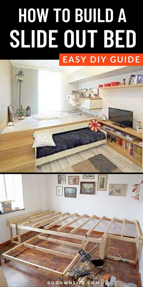 Extra Small Bedroom, Extra Small Bedroom Ideas, Slide Out Bed, Trundle Beds, Small Bedroom Layout, Hidden Bed, Small Bedroom Ideas, Studio Apartment Ideas, Floor Bed