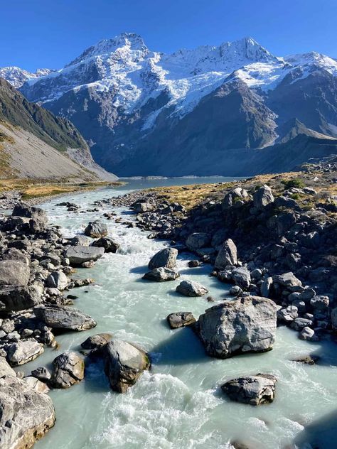 WHAT TO DO AT MT COOK: Discover the best views and things to do at Aoraki Mount Cook in New Zealand! #travel #newzealand #views #moutain #glacier Mount Cook New Zealand, Aoraki Mount Cook, Nz Travel, Mount Cook, Good View, New Zealand Landscape, New Zealand South Island, Oceania Travel, Senior Trip