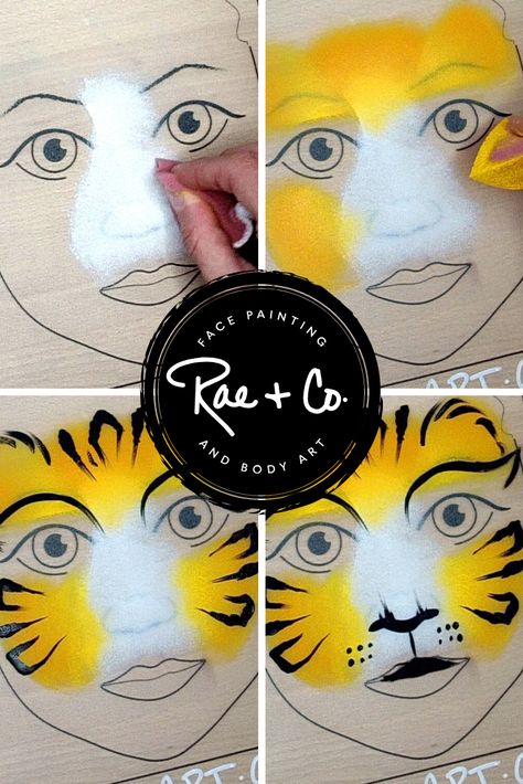 This on-the-job tiger face-painting tutorial is a great starting point for beginners or volunteers and uses basic supplies like a 12-color palette. Tiger Face Paint Easy, Tiger Face Painting, Lion Face Paint, Easter Face Paint, Easy Face Painting Designs, How To Face Paint, Animal Face Paintings, Festival Face Paint, Face Painting Tips