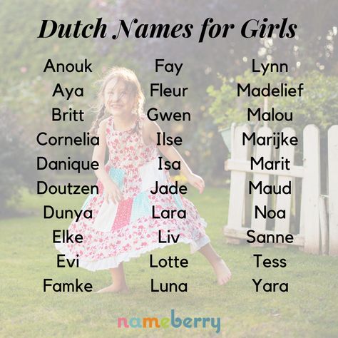 Dutch baby names for girls Dutch Girl Names, Hispanic Baby Names, Dutch Names, Hispanic Babies, Dutch Baby Names, Unisex Baby Names, Names For Girls, Names Girl