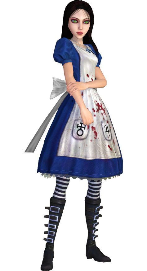 The Classic dress is Alice Liddell's main costume in her adventures. It is based on the dress... Figurine, American Mcgee’s Alice, Dark Alice In Wonderland, Alice Costume, Alice Cosplay, Arte Monster High, Alice Liddell, Alice Madness Returns, Alice's Adventures In Wonderland