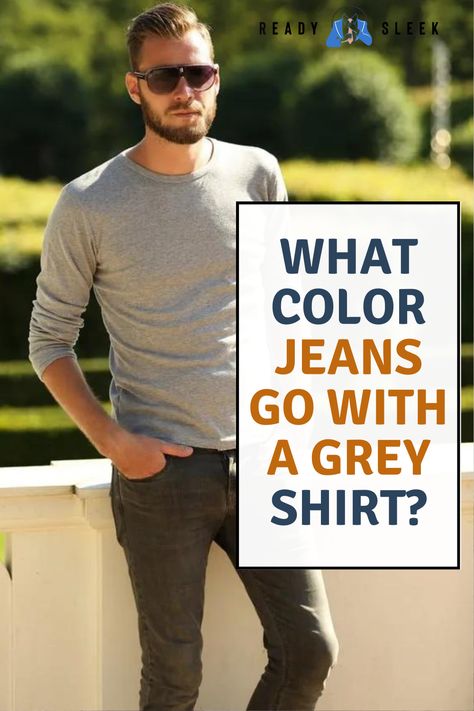 Looking for the perfect pair of jeans to match with your grey shirt? Check out our guide for tips and outfit ideas! From light wash to black denim, we've got you covered. Click to read more. Image From Deposit Photos #jeans #greyshirt #outfitideas #fashiontips #mensfashion #mensstyle #wardrobeessentials #menswear Grey Shirt Blue Jeans Outfit, Light Grey Outfit Men, Light Grey Shirt Outfit Men, Grey Shirt And Jeans Outfit, Light Grey Shirt Outfit, Gray Shirt Outfit Men, Grey Top Outfit, Gray Shirt Outfit, Dark Jeans Outfit