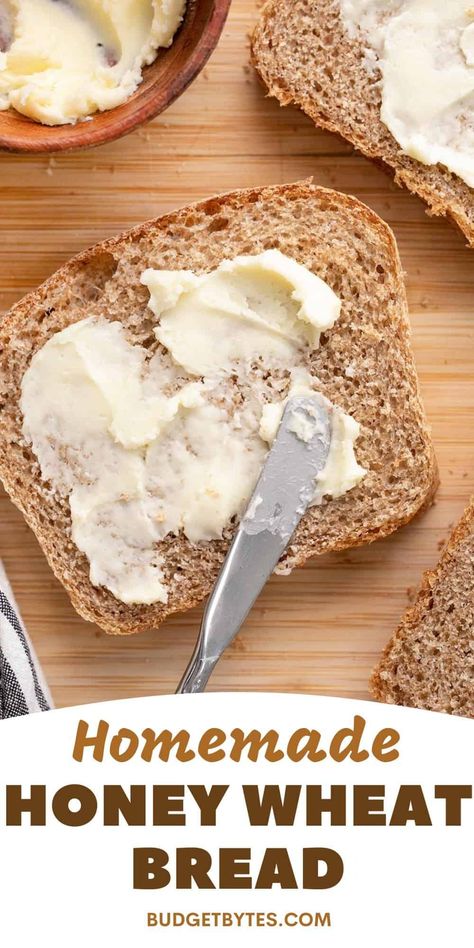 This homemade Honey Wheat Bread is soft, fluffy, flavorful, and perfect for your breakfast toast and all of your favorite sandwiches. BudgetBytes.com Homemade Honey Wheat Bread, Recipes With Old Bread, Honey Bread Recipe, Honey Wheat Bread, Honey Bread, Wheat Bread Recipe, How To Store Bread, Budget Bytes, Honey Wheat