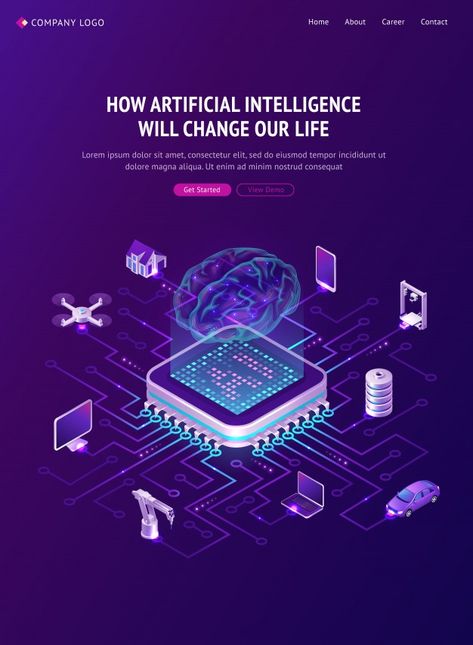 Poster of artificial intelligence | Free Vector #Freepik #freevector #banner #poster #car #abstract Hackathon Poster, Technology Posters, Computer Chip, Isometric Illustration, Quantum Computer, Data Mining, Wireframe, Post Design, Post Templates