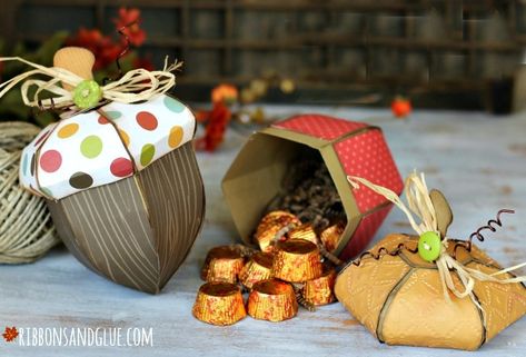 Acorn Craft, Making Boxes, Fall Party Favors, Fall Favor, Fall Paper Crafts, Silhouette Patterns, Fall Goodies, Fall Acorns, Fall Candy