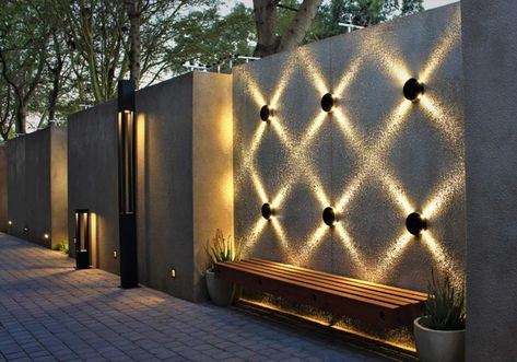 Wall Lights Ideas, Wall Lights Design, Backyard Wall, Compound Wall Design, Compound Wall, Lights Ideas, Lights Design, Boundary Walls, Light Ideas