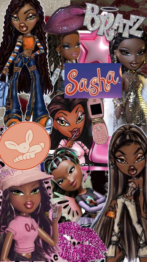 Bratz doll, Sasha bratz doll, y2k aesthetic Back To School, Girl Hairstyles, Bratz Doll Sasha, Bratz Sasha, Bratz Aesthetic, Doll Aesthetic, Bratz Doll, Y2k Aesthetic, Black Girls Hairstyles