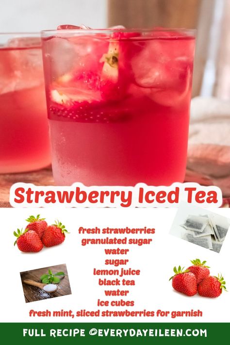 Everyday Eileen - Southern Strawberry Sweet Tea will... | Facebook Strawberry Sweet Tea, Birthday Cake Models, Homemade Summer Drinks, How To Make Pink, Night Dinner Recipes, Food Truck Menu, Iced Drinks Recipes, Cake Models, Strawberry Drinks