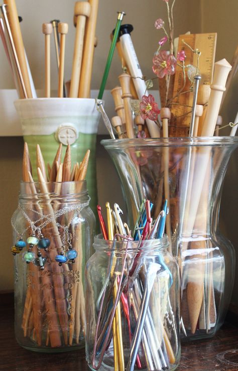 Knitting Needles Storage, Crochet Cottage, Knitting Room, Knitting Needle Storage, Needle Storage, Dream Craft Room, Yarn Accessories, Yarn Storage, Yarn Stash