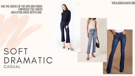 Kibbe Soft Dramatic: Casual Outfit Ideas | The Aligned Lover Soft Dramatic Pants, Soft Dramatic Jewelry, Dramatic Casual Outfit, Soft Dramatic Casual, Soft Dramatic Casual Outfit, Kibbe Soft Dramatic, Dramatic Outfits, Soft Classic Kibbe, Kibbe Style