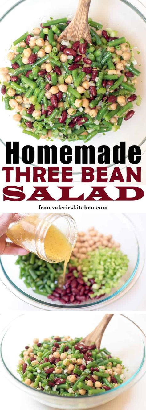 Bean Salad Recipes Healthy, Bean Salad Dressing, Four Bean Salad, 3 Bean Salad, Three Bean Salad, Green Bean Salads, Bean Salad Recipes, Salad Recipes For Dinner, Veggie Side Dishes