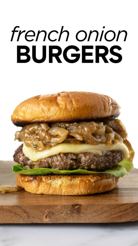 french onion burgers French Onion Burgers, French Onion Burger, Onion Burger Recipe, Guacamole Burger, Onion Burgers, Easy Burger Recipe, Onion Burger, Comfort Casseroles, Burger Patties