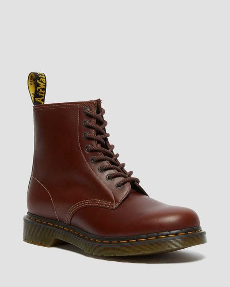 Shop 1460 Abruzzo Leather Ankle Boots at Dr. Martens. Free delivery on orders over £50 Brown Dr Martens, Brown Casual Boots, Dr Martens Outfit, Ankle Boots Brown, Boots Mens, Leather Lace Up Boots, Goodyear Welt, Pull Up, Leather Lace