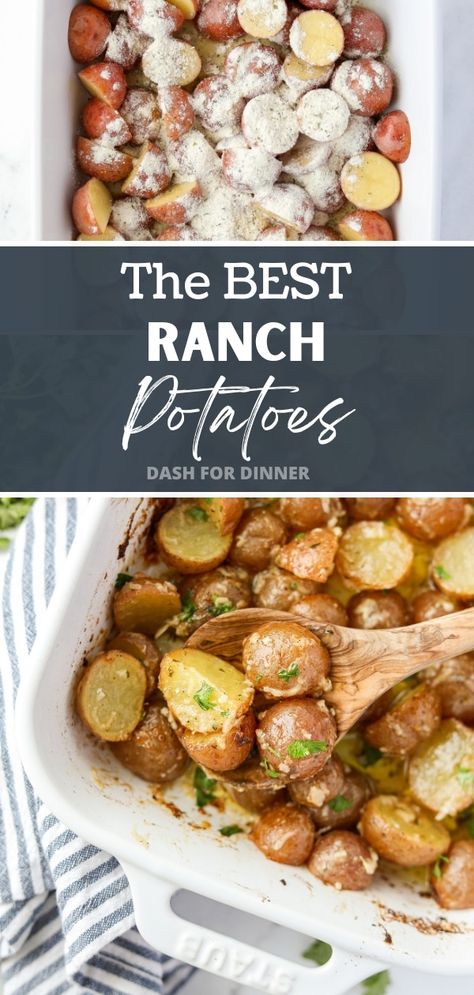 Ranch Roasted Potatoes, Ranch Potatoes Baked, Ranch Potato Recipes, Ranch Seasoning Recipes, Cheesy Ranch Potatoes, Baby Potato Recipes, Red Potato Recipes, Bacon Ranch Potatoes, Potatoes Easy