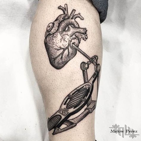 Heart Drum Dotwork Tattoo On Leg | Best Tattoo Ideas Gallery Pin Up Tattoos, Drummer Tattoo, Musician Tattoo, Drum Tattoo, Tattoo On Leg, Music Notes Tattoo, Drums Art, Dotwork Tattoo, Note Tattoo