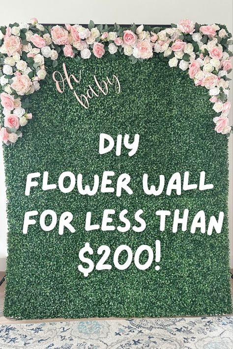 Flower wall back drop boxwood DIY for weddings showers etc Diy Backdrop Flower Wall, Diy Photo Backdrop Greenery, How To Hang Flower Wall Backdrop, Garden Wall Wedding Backdrop Ideas, Greenery Wall Diy Wedding, Shrub Backdrop, Boxwood Flower Wall, How To Make A Flower Backdrop Wall, How To Make A Boxwood Backdrop