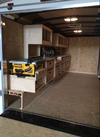 Box Truck Storage Ideas, Metal Brake Storage, Trailer Storage Ideas Construction, Job Site Trailer Ideas, Cargo Trailer Workshop, Enclosed Trailer Ideas Construction, Construction Trailer Setup, Work Trailer Organization Ideas, Van Storage Ideas Tools