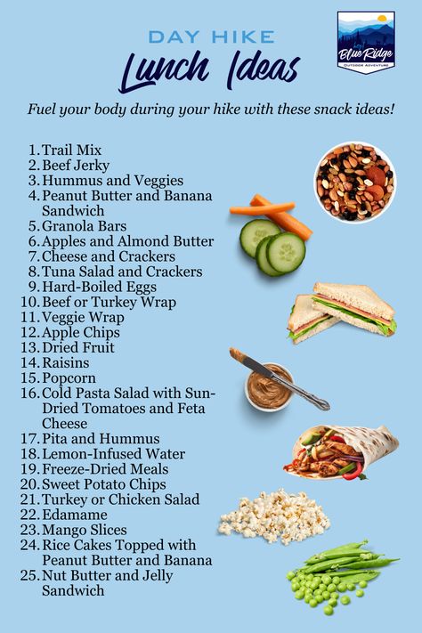 Embark on your next hike fully prepared with these 25 mouthwatering lunch ideas designed to fuel your outdoor adventures. From nutritious wraps to tasty trail mixes, elevate your hiking experience with these flavorful options! 🥾🍽️ #HikingFuel #TrailLunchIdeas Healthy Hiking Food, Hiking Meal Ideas, Hiking Snacks Ideas, Snacks For Hiking, Best Hiking Food, Hiking Lunch, Lunch Ideas Easy, Fall Meals, Hiking Snacks