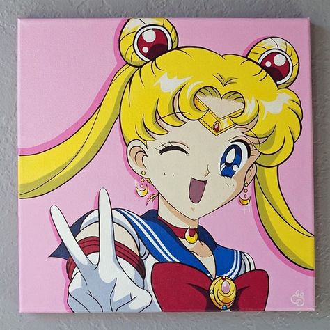 Newest listing on my Etsy 🌙 Link in the bio! . . Sailor Moon Acrylic Painting 12in x 12in . . . #acrylicpainting #acrylicpaint #acrylicart… Moon Painting Ideas, Sailor Moon Painting, Moon Acrylic Painting, Anime Canvas Painting, Moon Acrylic, Arte Sailor Moon, Sailor Moon Stars, Sailor Moon Usagi, Sailor Moon Aesthetic