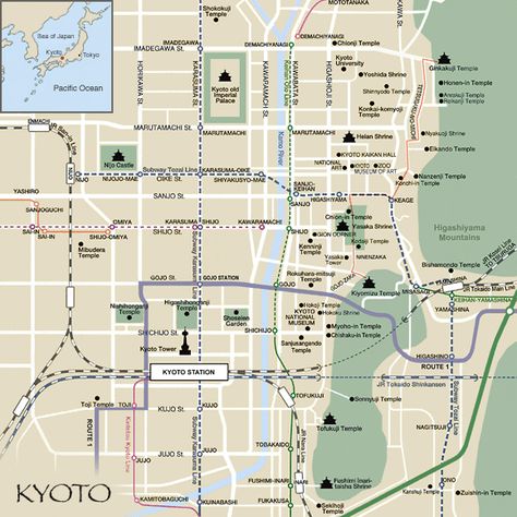 Kyoto City Map Kyoto Map, Japan Honeymoon, Japan Map, Japan Holidays, Japanese Travel, Mont Fuji, Kyoto Travel, Japan Kyoto, Go To Japan