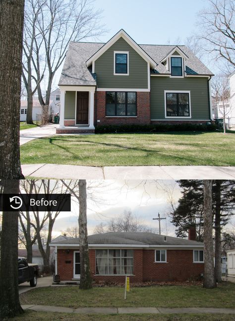 Exterior Renovation Before And After, Exterior Remodel Before And After, House Exterior Before And After, Ranch House Remodel, Exterior House Renovation, Architecture Renovation, House Makeovers, Exterior House Remodel, Ranch Remodel