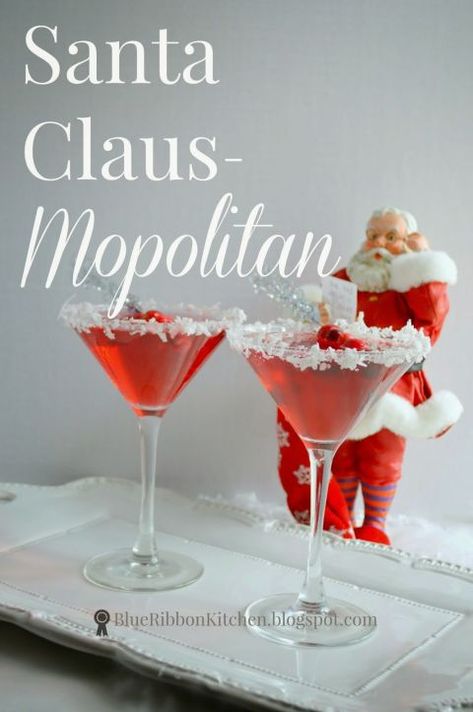 Get off the naughty list with this coconut, cranberry, vodka, and triple sec mix. Get the recipe at Blue Ribbon Kitchen. Santa Cosmopolitan Christmas Cocktails, Santa Clausmapolitin Drink, Christmas Themed Martinis, Santa Cosmopolitan, Christmas Cosmopolitan Holiday Cocktails, Red Christmas Drink, Red Vodka Drinks, Santa Clausmopolitan, Christmas Cosmopolitan