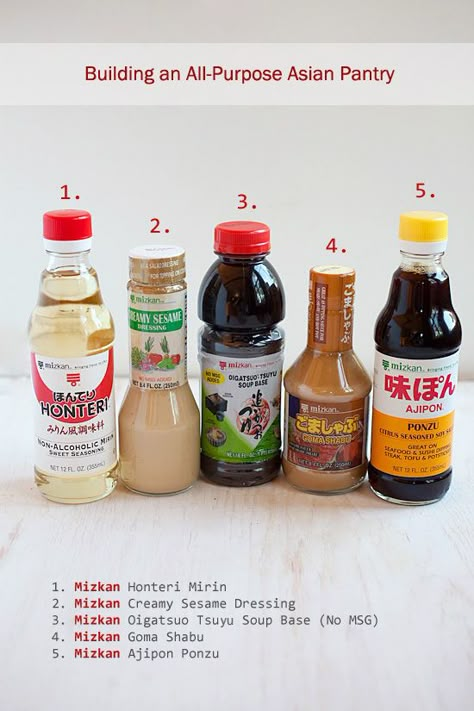 Mizkan: My All-Purpose Asian Condiments - Easy Recipes at RasaMalaysia.com Asian Condiments, Asian Pantry, Confort Food, Rasa Malaysia, Asian Sauce, Makanan Diet, Sushi Recipes, Japanese Cooking, Food Info