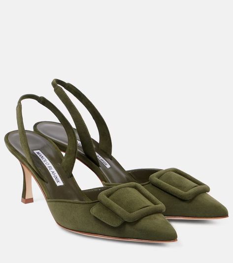 Manolo Blahnik Shoes for Women | Mytheresa Green Manolo Blahnik, Manolo Blahnik Maysli, Manolo Blahnik Maysale, Manolo Blahnik Pumps, Green Pumps, Mid Heels Pumps, Blahnik Shoes, Manolo Blahnik Shoes, Slingback Heel