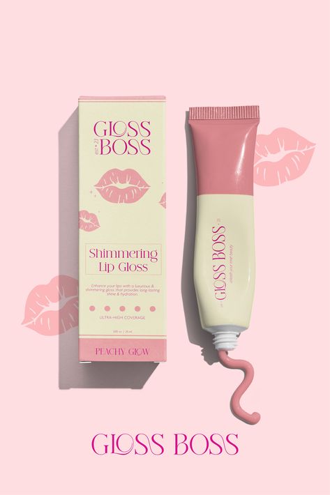 Gloss Boss Packaging | Brand Identity Design | Makeup Brand Logo Design | Feminine Classy Logo Makeup Brand Packaging, Make Up Branding Design, Cute Makeup Brands, Beauty Product Branding, Makeup Brand Identity, Make Up Packaging Design, Makeup Packaging Ideas, Lip Gloss Design, Lipstick Packaging Design