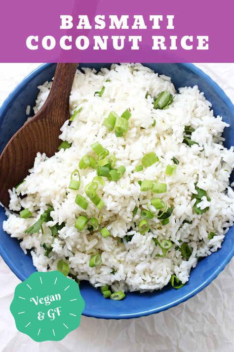 Basmati Coconut Rice, Coconut Basmati Rice, Rice Recipes Side, Coconut Milk Rice, Basmati Rice Recipes, Coconut Rice Recipe, Rice Side Dish Recipes, Dairy Free Recipes Dinner, Vegan Rice