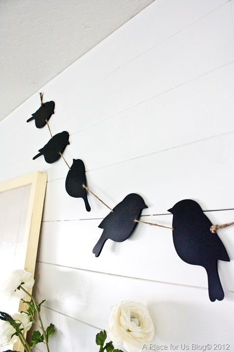 Black Birds, Paper Birds, Bird Theme, Pallet Art, Picket Fence, Bird Decor, Some Cards, Decoration Design, Black Bird