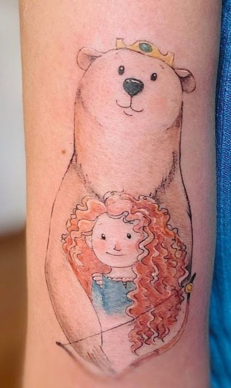 Brave Movie Tattoo Ideas, Merida Brave Tattoo, Brave Tattoo Disney, Merida Tattoo, Brave Tattoo, Ariel Tattoo, Minimalistic Tattoo Ideas, Brave Movie, Mama Tattoo