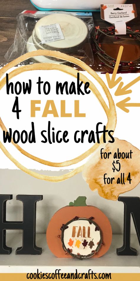 Using a few simple materials make these fall themed wood slice crafts. Just change the colors of the berry garland and these will work for any season. Plus you can use them as signs or so much more. Click to find out what else you can use them for. Fall Wood slices | wood slice crafts for fall | fall wood slice crafts | small wood slice crafts for fall | DIY Wood Slice Projects | DIY wood slice projects rustic | wood slice crafts | wood slice crafts diy | wood slice crafts decorating ideas Craft Ideas For Wood Slices, Wood Slice Fall Crafts, Fall Wood Slice Crafts, Pumpkin Wood Slice Craft, Fall Wood Slice Ornaments, Fall Wood Slice Wreath, Wood Slice Pumpkins Diy Fall Crafts, Fall Wood Slice Painting, Wood Slice Crafts Diy