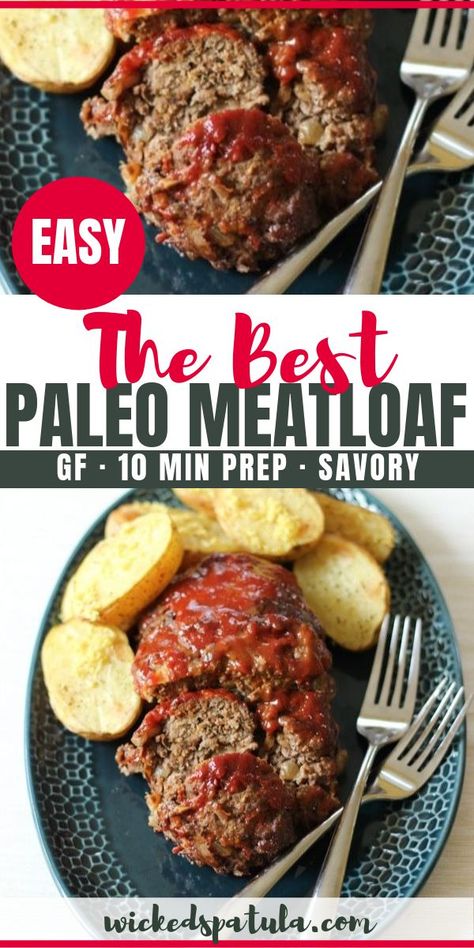 Italian Paleo Meatloaf - A quick and simple recipe for gluten free Italian Meatloaf with the most delicious lemon roasted potatoes. Easy enough for a weeknight meal! #wickedspatula #meatloaf #paleo #dinner Easy Paleo Dinner Recipes, Paleo Meatloaf, Lemon Roasted Potatoes, Italian Meatloaf, Paleo Meat Recipes, Gluten Free Italian, Best Paleo Recipes, Paleo Recipes Breakfast, Paleo Recipes Easy