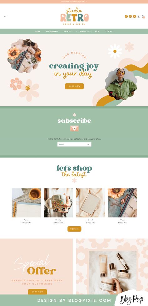 Retro Shopify theme Modern Fun Website Design, Best Website Design 2023, Shopify Templates Ecommerce Websites, Stationery Website Design, 60s Website Design, Groovy Website Design, Small Business Website Design Ideas, Tshirt Website Design, Art Website Design Layout