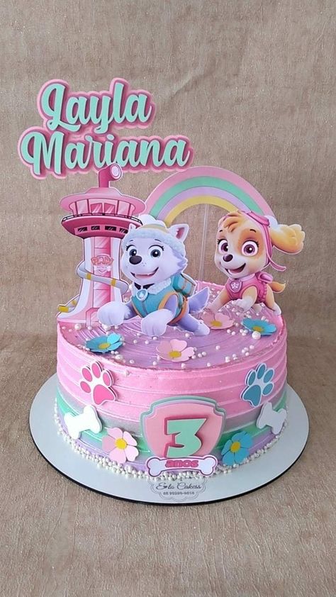 Sky Birthday Party Paw Patrol Cake, Skye Everest Cake, Paw Patrol Cakes For A Girl, Skye And Everest Birthday Cake, Sky Paw Patrol Birthday Cake, Skye And Everest Cake, Paw Patrol Girl Cake, Cartoon Cakes For Kids, Paw Patrol Girl Birthday