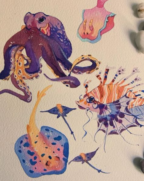 Sketchbook Inspo, Arte Sketchbook, Arte Inspo, Sketchbook Ideas, Sketchbook Art Inspiration, Art Block, Drawing Inspo, Funky Art, Sea Animals