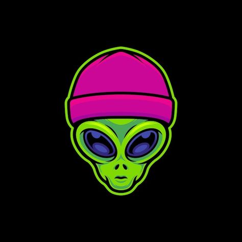 Vector alien wearing beanie hat vector a... | Premium Vector #Freepik #vector #streetwear-logo #cartoon-art #t-shirt-graphic #artwork Logos, Alien Vector Art, Alien Logo Design Graphics, Alien Logo Design, Alien Graphic Design, Alien Illustration, Alien Vector, Alien Cartoon, Alien Graphic