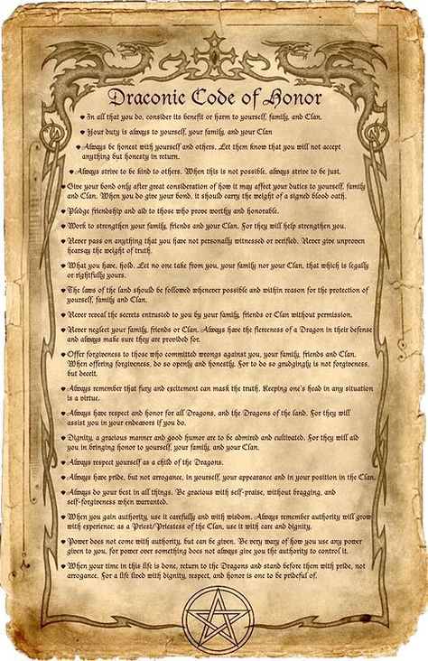 The Draconic Code of Honor - Witchy Wisdom - The Spells8 Forum Code Of Honor, Pagan Magick, Candle Magic Spells, Elemental Dragons, Witchcraft Spells For Beginners, A Group Of Friends, Chaos Magic, Magic Spell Book, Grimoire Book