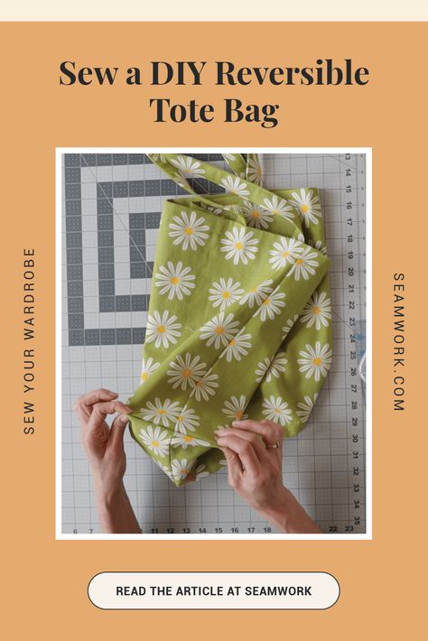 Sew a DIY Reversible Tote Bag Reversible Bag Pattern Free, Reversible Tote Bag Pattern Free, Beach Tote Bags Diy, Tote Bag Diy Pattern, Tote Bad, Tote Bag Pattern Free, Bags Sewing, Reversible Bag, Best Tote Bags