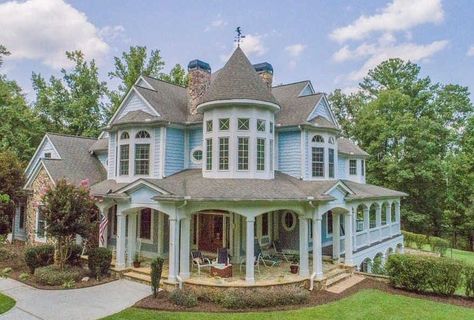 Queen Ann Victorian Homes, Victorian Homes Floor Plans, Victorian Farmhouse Exterior, Blue Victorian House, Queen Anne Victorian House, Sewing Craft Room, Farmhouse Victorian, Victorian Homes Exterior, Queen Anne House