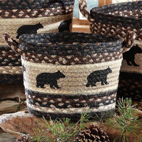 Small Lodge, Black Bear Decor, Cabin Theme, Bear Cabin, Black Forest Decor, Basket Small, Log Cabin Decor, Bear Silhouette, Black Bears