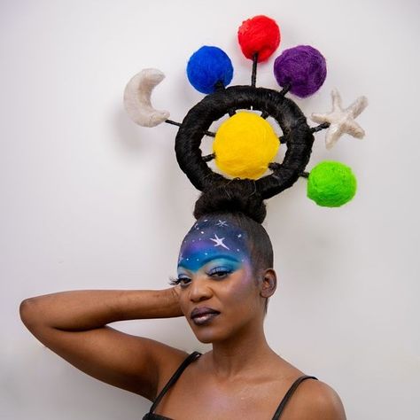 When I was creating this piece I thought about the solar system and the galaxy. It was fun creating this entire look. 📷 @nesta_da_great Solar System Makeup, Mua Makeup, Glam Makeup Look, Solar Eclipse, Glam Makeup, Solar System, Hair Stylist, Sleep Eye Mask, Solar