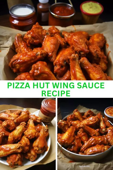 Learn how to make the famous Pizza Hut wing sauce at home with only a few ingredients and in just 25 minutes. This tangy and slightly spicy sauce is perfect for coating chicken wings or using as a dipping sauce for all your favorite snacks. Pizza Hut Spicy Garlic Wing Sauce, Pizza Hut Mild Wing Sauce Recipe, Pizza Hut Wing Sauce Recipe, Pizza Hut Wings, Hot Wing Sauce Recipe, Best Wing Sauce, Wing Sauce Recipe, Guinea Hens, Chicken Wing Recipes Fried