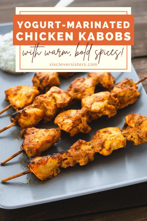 Greek Yogurt Chicken Skewers, Indian Chicken Kabobs, Greek Kabobs Chicken, Chicken Kabobs Oven, Yogurt Marinade For Chicken, Chicken Shish Kabobs Marinade, Chicken Marinade Yogurt, Kabob Chicken, Chicken Marinates