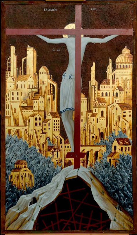 The crucifixion Crucifixion Painting, Christ Crucifixion, Jesus Crucified, The Crucifixion, Orthodox Christian Icons, Byzantine Art, Religious Images, Byzantine Icons, Biblical Art